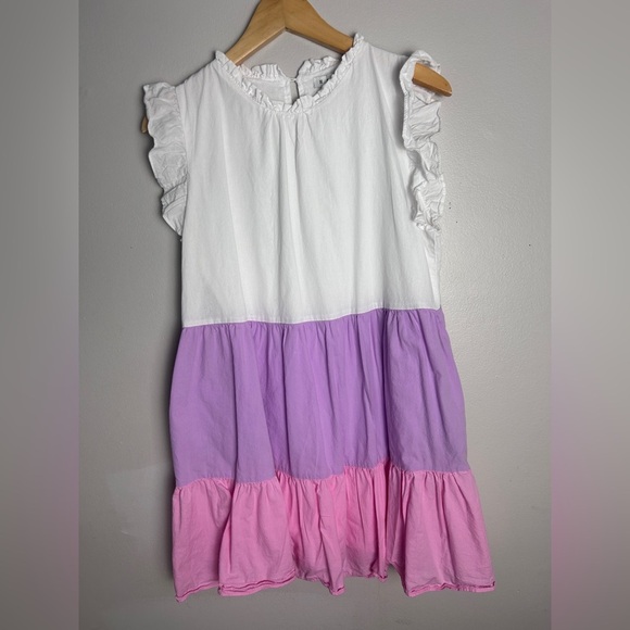 HYFVE Dresses & Skirts - HYFVE White and Purple Ruffled Tiered Sundress
